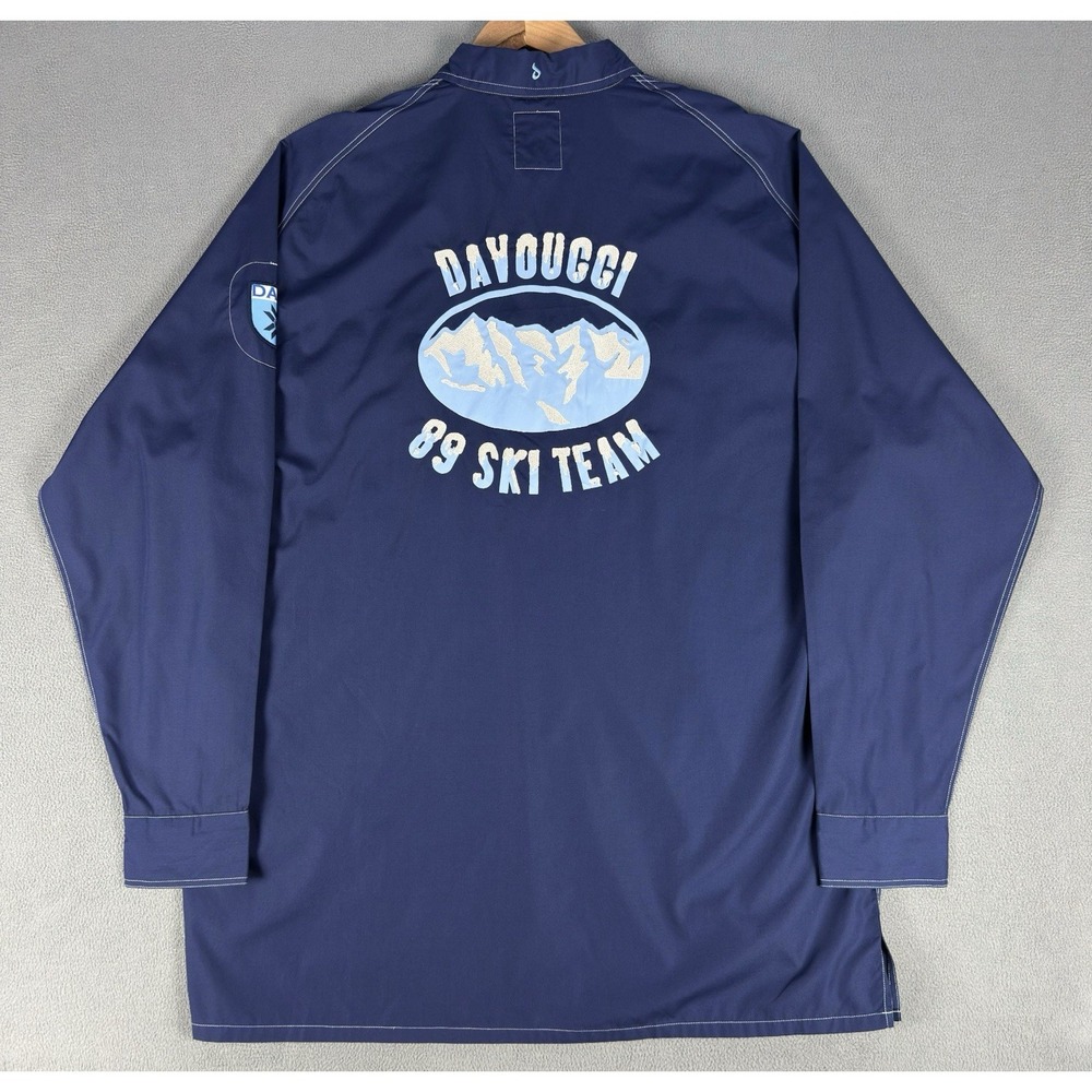 Davoucci Shirt Mens‎ Large Blue Frontier 89 Ski Team Embroidered Logo Patch